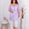 Кокетна макси туника с къдричка и английска бродерия-люляк-код 3199-10