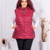 Олекотена дамска макси грейка Fashion с качулка-бордо-код 2305В-2