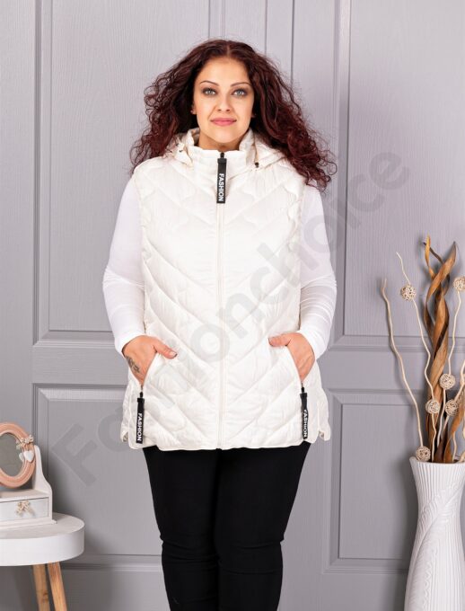 Олекотена дамска макси грейка Fashion с качулка-шампанско-код 803-2