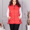 Олекотена дамска макси грейка Fashion с качулка-червено-код 803-1