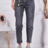 Дамски тъмносиви Mom Fit дънки с аксесоар пеперуда-код 11467