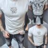 Mъжка Oversize тениска с щампа отпред и на гърба-сиво-код 639-1