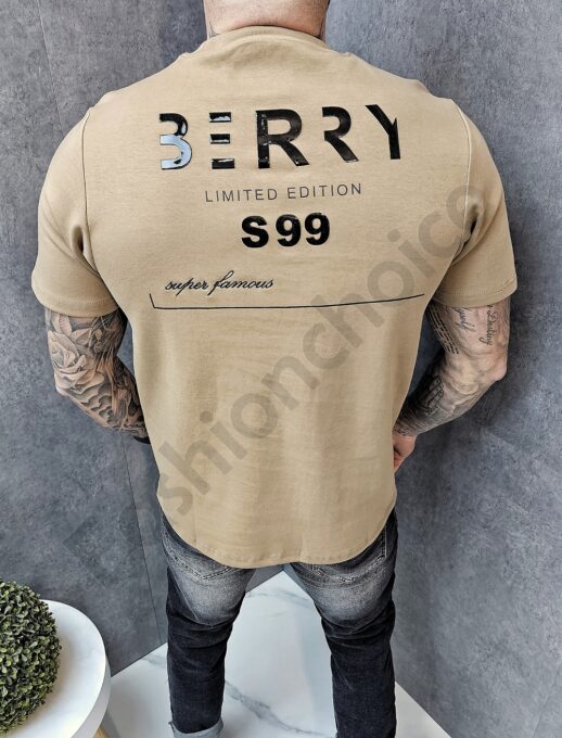 Mъжка тениска с надпис Berry limited edition-камел-код 625-2