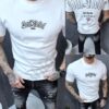 Mъжка Oversize тениска с надпис отпред и на гърба Soul Rebel-бяло-код 653-1