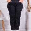 Дамски макси Mom Fit дънки в черно с надран ефект и кръпки-код 25017