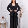 Елегантен дамски Oversize сет на сребристи камъчета-черно-код 11577