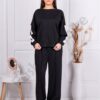 Дамски Oversize сет с контрастен кант-черно-код 6218