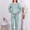 Дамски Oversize сет с 3D апликация цвете-мента-код 59100-2