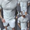 Mъжка тениска с надпис 777 отпред и щампа на гърба-сиво-код 271