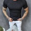 Mъжка изчистена тениска casual style от релефна материя-черно-код 252435