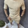 Летен мъжки Oversize комплект от едър рипс-бежово-код 1445-2