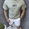Mъжка тениска с бродерия и ефектен надпис на гърба DENIM STUDIOS-каки-код 9139-1