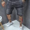 Мъжки тъмносиви къси дънки със странични кантове и надписи-код 152