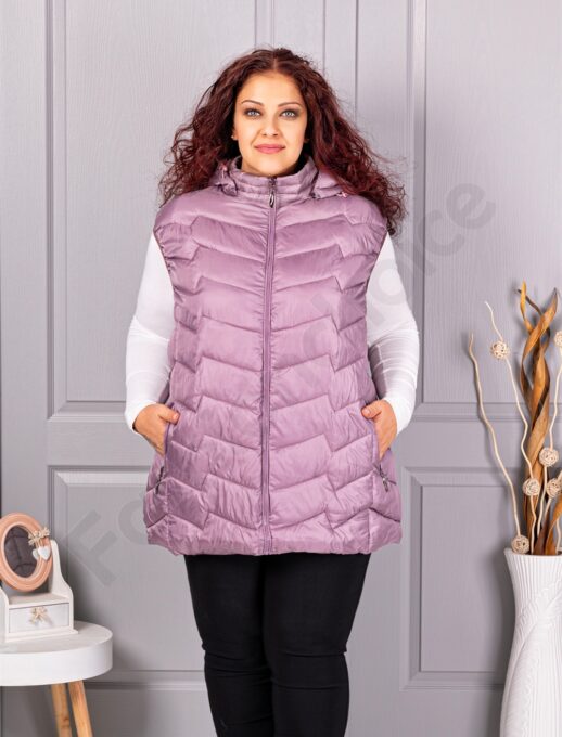 Олекотена дамска супермакси грейка с качулка /9XL-13XL/-люляк-код 812-2