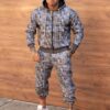 Ватиран мъжки спортен комплект лек Oversize с качулка-сиво-код 307-1