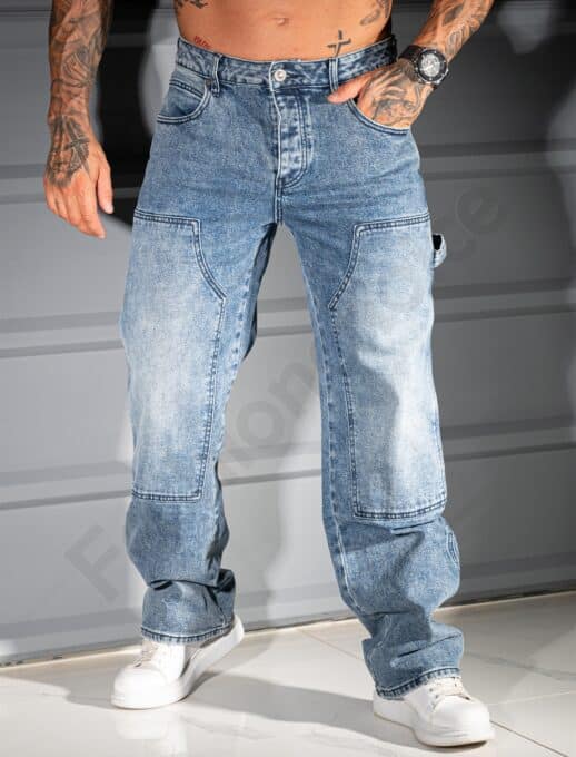 Мъжки дънки Baggy style с платка от деним-код 7219
