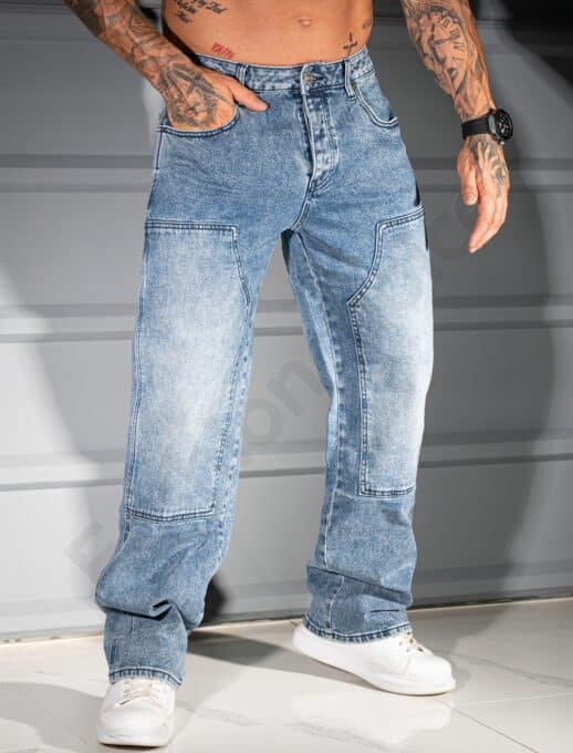 Мъжки дънки Baggy style с платка от деним-код 7219