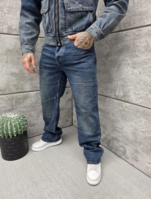 Мъжки дънков комплект с омбре ефект и дънки Baggy style-C62-7217