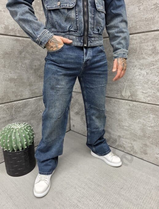 Мъжки дънков комплект с омбре ефект и дънки Baggy style-C62-7217
