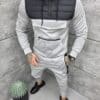 Плътен мъжки спортен комплект с горна част худи и платка от шушляк-сиво-код 7695-2