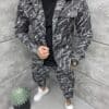 Плътен мъжки комплект с горна част тип риза и карго долнище-код C313