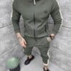Mъжки плътен комплект с висока яка и плетен кант-каки-код 7119-2