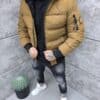 Мъжко зимно бомбър яке с богат косъм на качулката-камел