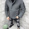 Мъжко зимно ветроустойчиво яке с висока яка и качулка-графит-код 5332-1