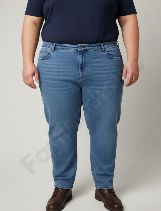 Мъжки макси дънки в син деним с еластан/58-74/-код 24900-1