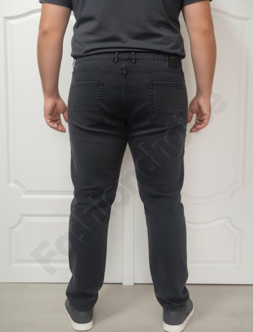 Мъжки макси дънки в черен деним с еластан/58-74/-код 24900