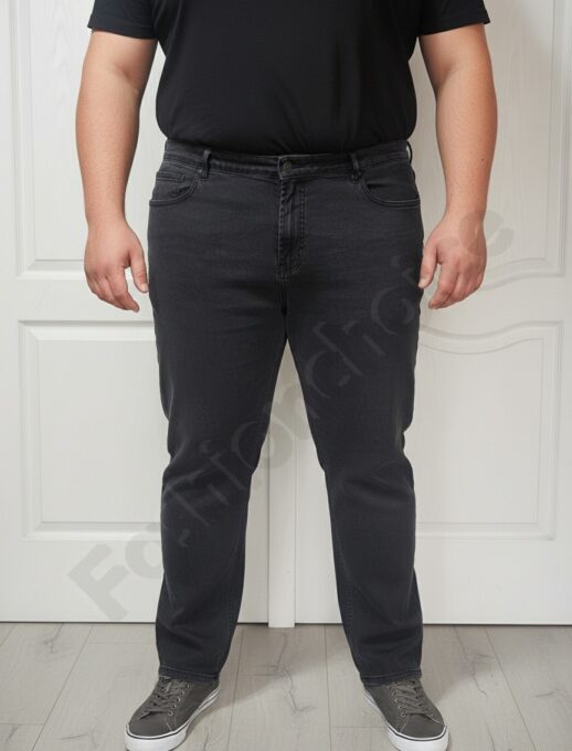Мъжки макси дънки в черен деним с еластан/58-74/-код 24900