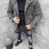 Зимно мъжко спортно-елегантно палто с качулка-сив меланж-код 16256-1