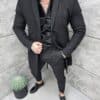 Спортно-елегантно мъжко плътно палто с качулка-черно-код 807
