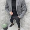 Мъжко зимно спортно-елегантно сако-тъмносив меланж-код 25303