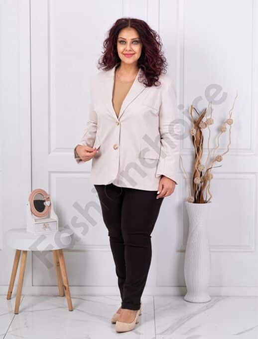 Елегантно дамско макси сако с двоен ревер-капучино-код 4137-5