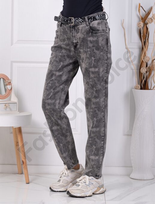 Стилни дамски дънки с ефектен дизайн-сиви-код 7663