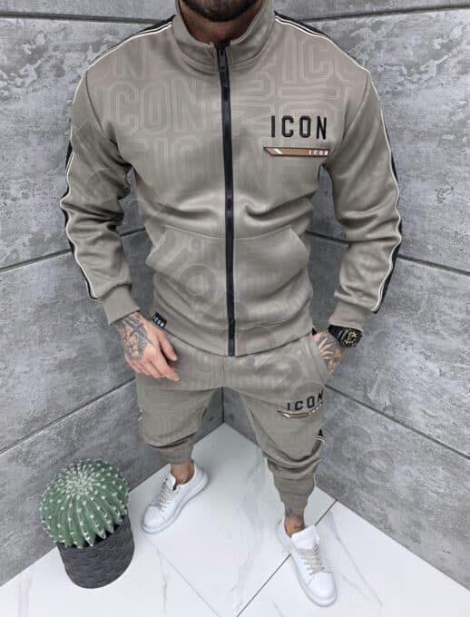 Мъжки спортен комплект с контрастен кант и бродерия ICON-мока-код 6138-1