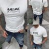 Mъжка тениска с надпис отпред и щампа череп на гърба-бяло-код 6587-1