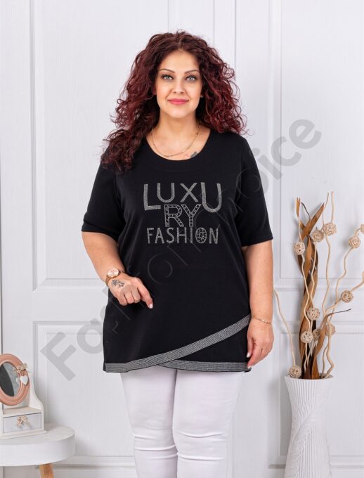 Стилна макси туника с апликация от камъчета Luxury Fashion-код 1273