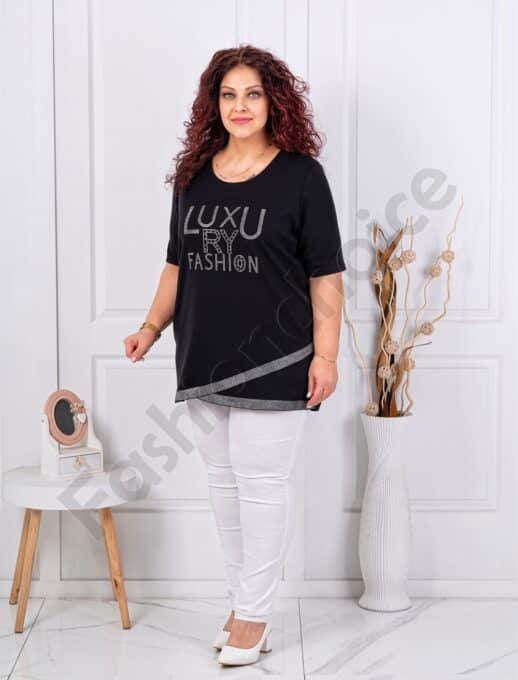 Стилна макси туника с апликация от камъчета Luxury Fashion-код 1273
