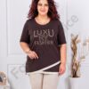 Стилна макси туника с апликация от камъчета Luxury Fashion-шоколад-код 1273-2