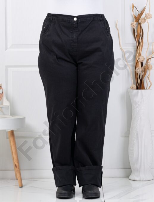 Дамски супер макси дънки с еластан и ластична талия/62-70/-черно-код 7893