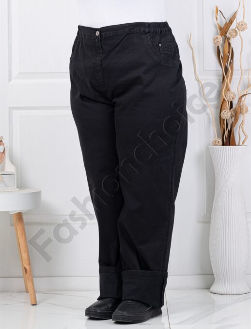 Дамски супер макси дънки с еластан и ластична талия/62-70/-черно-код 7893