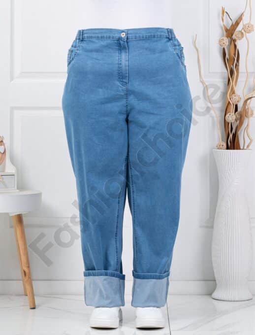 Дамски супер макси дънки с еластан и ластична талия/62-70/-синьо-код 7893-1