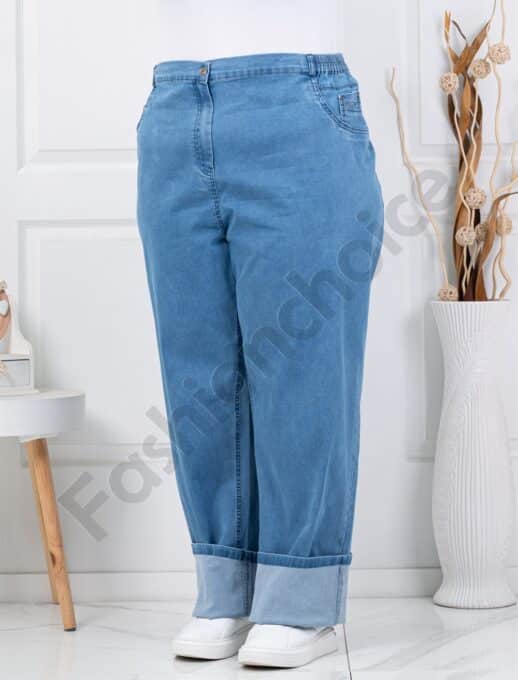 Дамски супер макси дънки с еластан и ластична талия/62-70/-синьо-код 7893-1