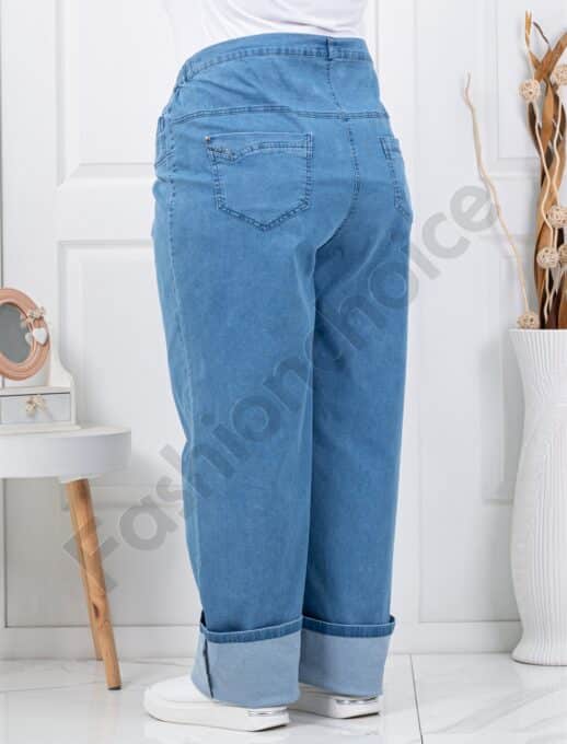 Дамски супер макси дънки с еластан и ластична талия/62-70/-синьо-код 7893-1