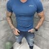 Mъжка Slim fit тениска с остро деколте и дискретна щампа-парламент-код 262012-4
