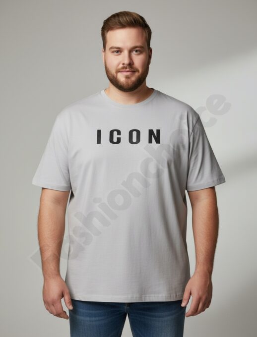 Мъжка макси тениска с надпис ICON /4XL-10XL/-сиво-код 26107-2