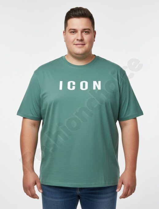 Мъжка макси тениска с надпис ICON /4XL-10XL/-зелено-код 26107-1