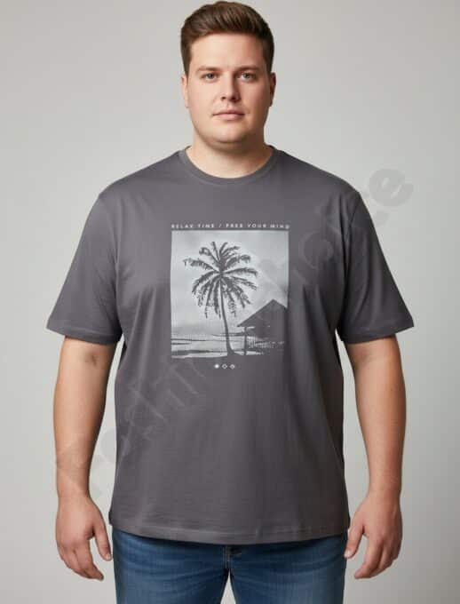 Мъжка макси тениска с екзотична щампа Relax Time /4XL-10XL/-сиво-код 26109-1